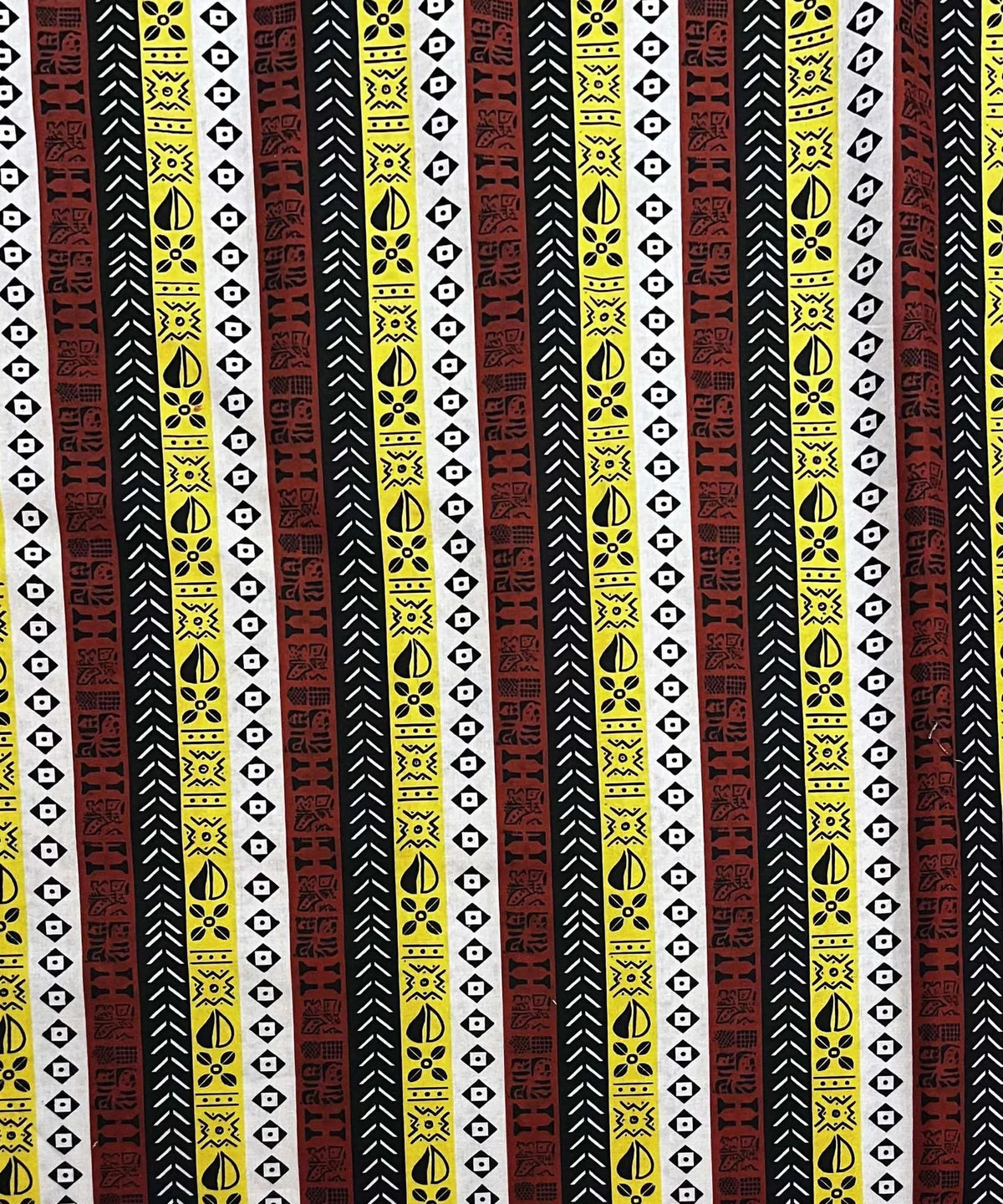 Bold Multicolor Abstract African Fabric (Rust/Yellow)