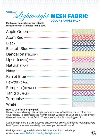 Mesh Fabric Color Sample Pack