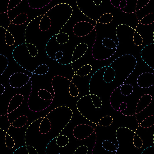 Curlicues-Black/Multi