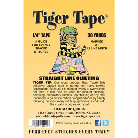 Tiger Tape Straight Line Quilting 1/4in x 30yd Roll 12 Lines Per Inch