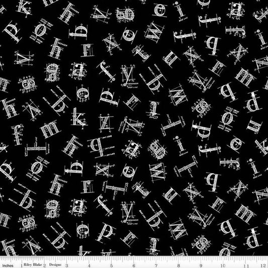 Old School Tossed Letters (Black)
