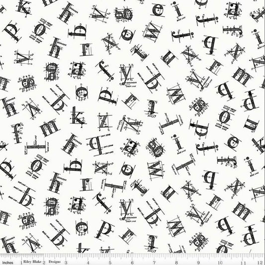 Old School Tossed Letters (White)