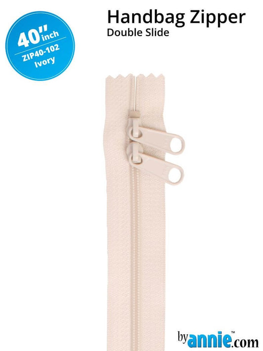 [ZIP40-102] 40" Handbag Zippers - Double Slide (Ivory)