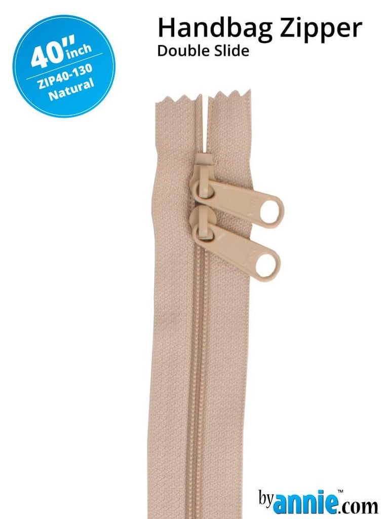 [ZIP40-130] 40" Handbag Zippers - Double Slide (Natural)