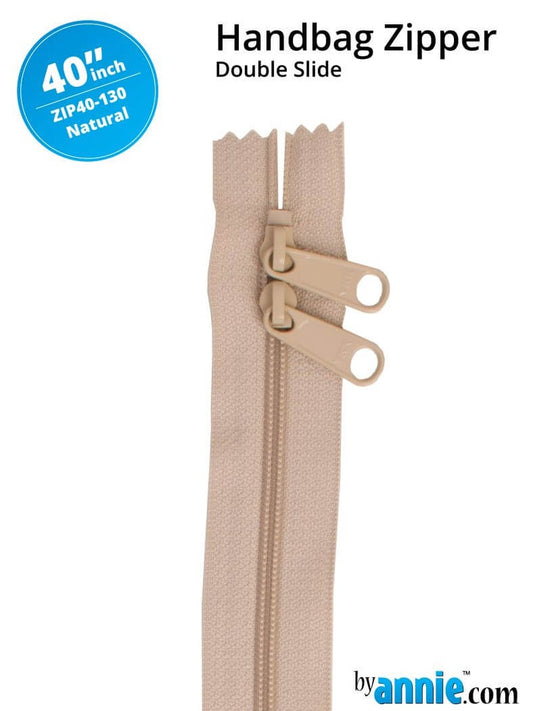 [ZIP40-130] 40" Handbag Zippers - Double Slide (Natural)