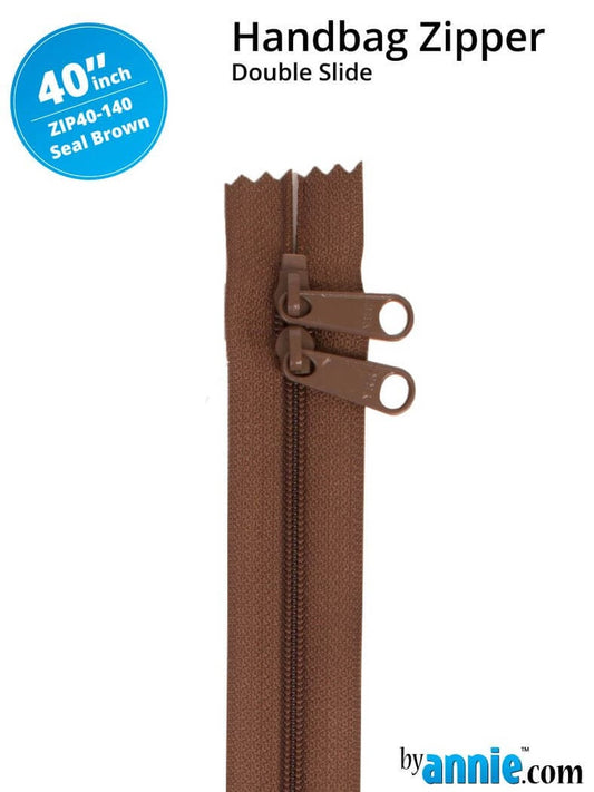 [ZIP40-140] 40" Handbag Zippers - Double Slide (Seal Brown)