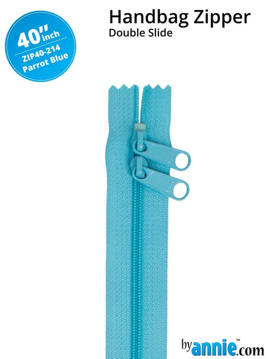 [ZIP40-214] 40" Handbag Zippers - Double Slide (Parrot Blue)