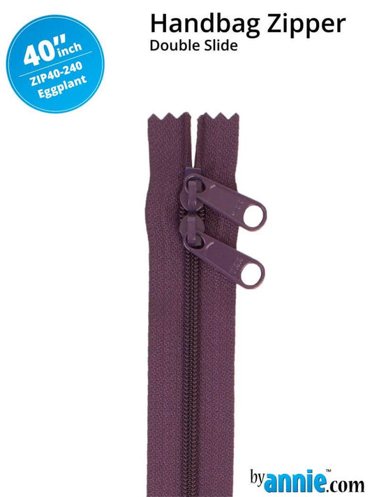 [ZIP40-240] 40" Handbag Zippers - Double Slide (Eggplant)
