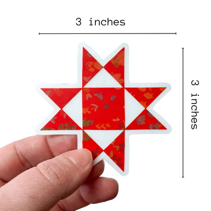 Red Ohio Star Quilt Block Vinyl Stickers, Sewing Sticker