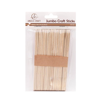 50-Count Jumbo Craft Sticks (6-Inch) – 2 Colors