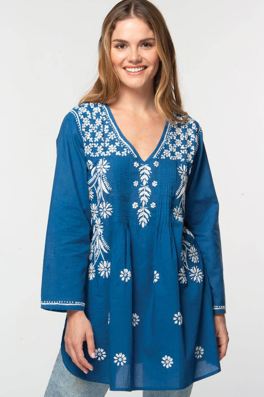 Divya Hand-Embroidered Cotton Tunic
