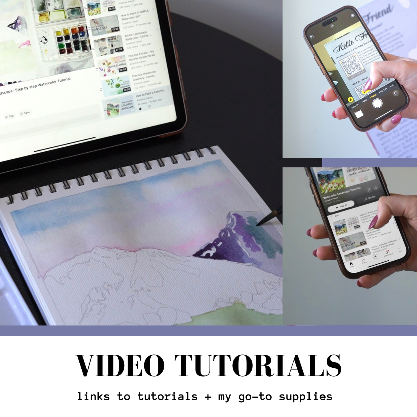 Landscape Watercoloring Book - Outlines with Video Tutorials