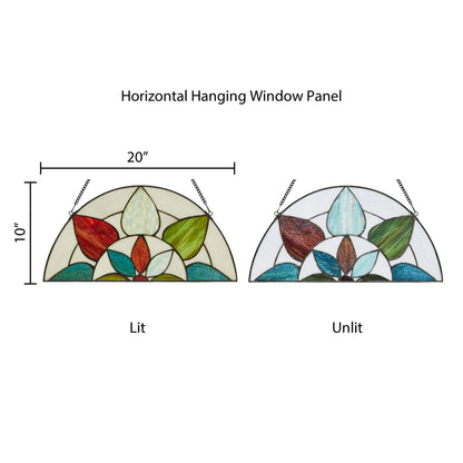 Geometric Floral Handcrafted Stained Glass Window Panel