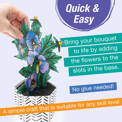 Pop Up Coloring Pansy Bouquet - Adult Coloring Craft