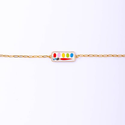 Paint Box Bracelet - 18k Gold Gilt Enamel Jewelry for Artist