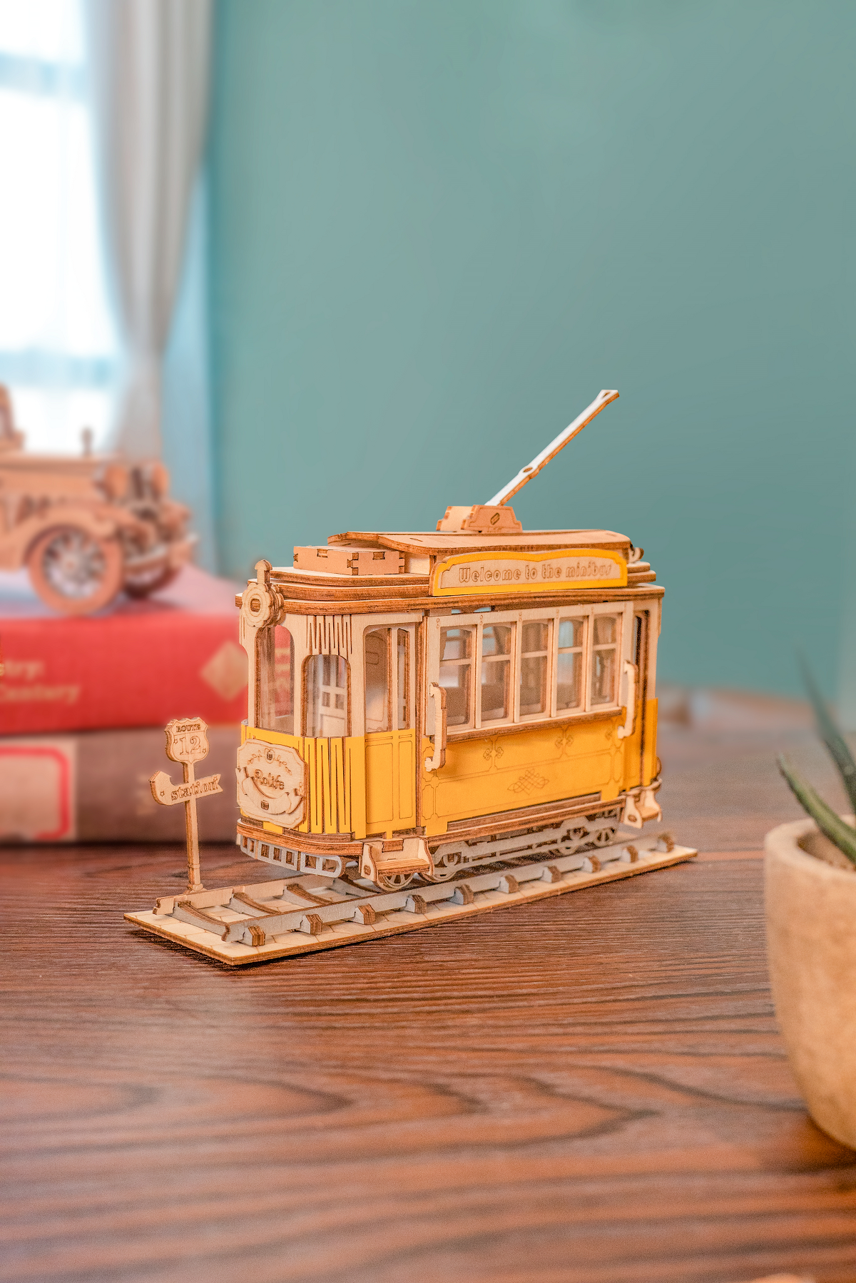3D Laser Cut Wooden Puzzle: Tramcar