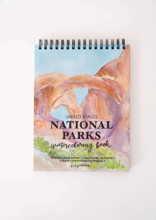 National Parks Watercoloring Book-Outlines w/Video Tutorials