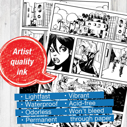 Pitt Artist Pen, Manga Black Set - Wallet of 4