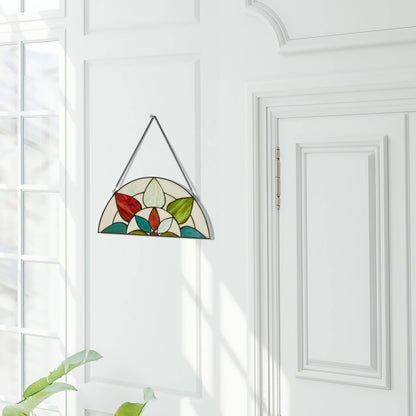 Geometric Floral Handcrafted Stained Glass Window Panel
