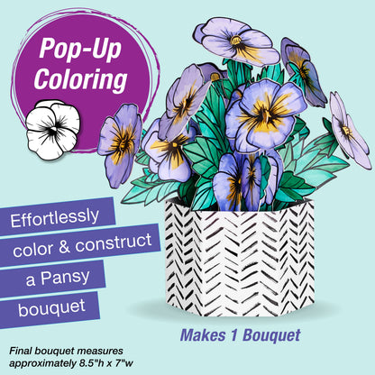 Pop Up Coloring Pansy Bouquet - Adult Coloring Craft