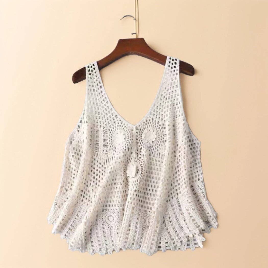 Crosa - Crochet Knit Sleeveless Tank – Breezy & Versatile