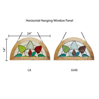 Geometric Floral Handcrafted Stained Glass Window Panel