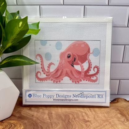 Octopus Needlepoint Kit (octopus with bubbles 4" x 6")