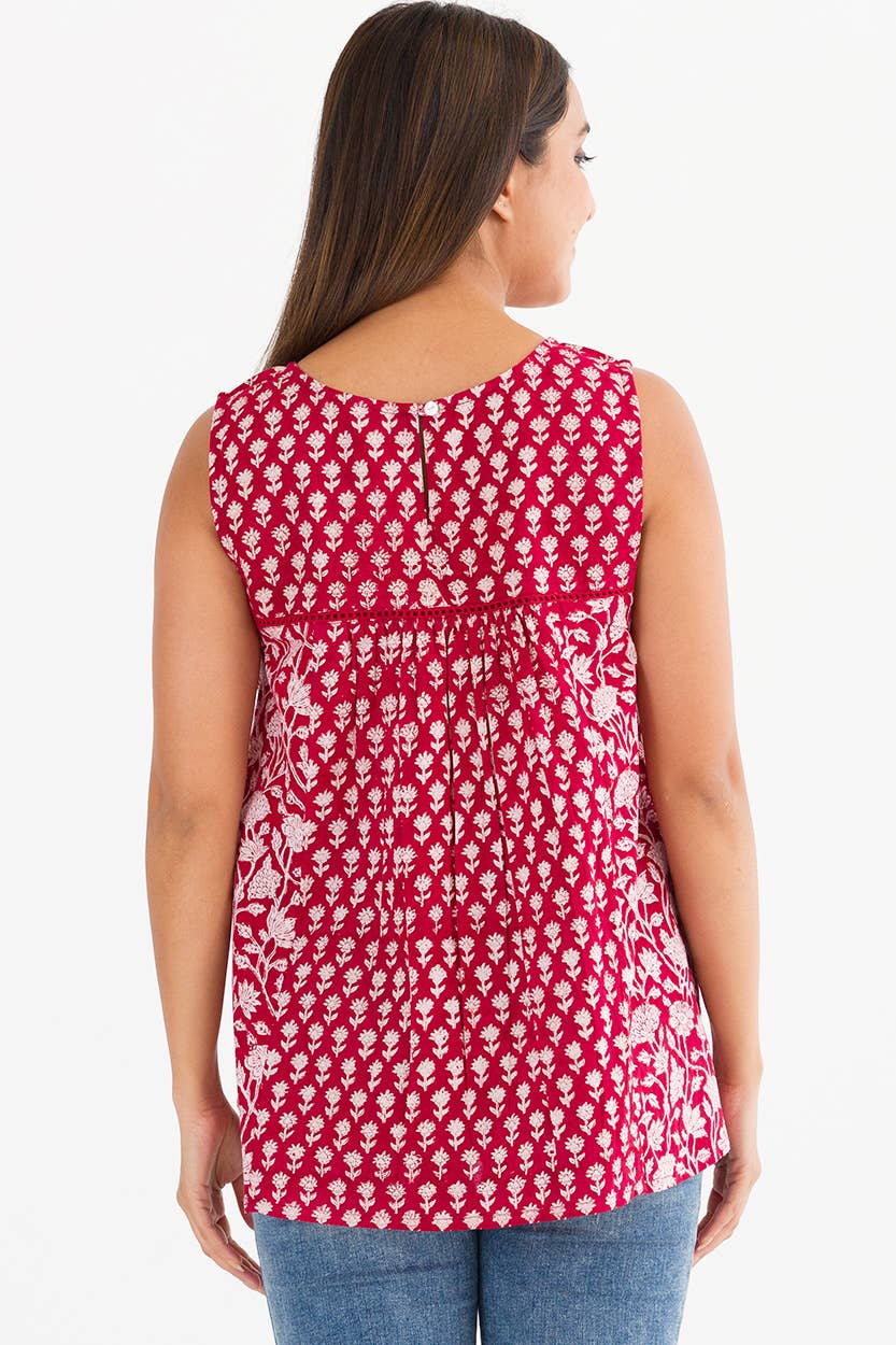 Pavitra Block Print Sleeveless Tops