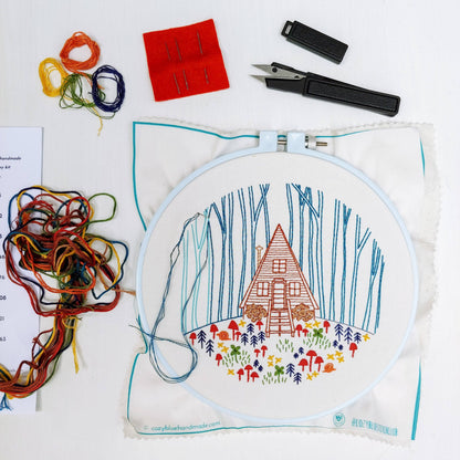 Cozy cabin embroidery kit