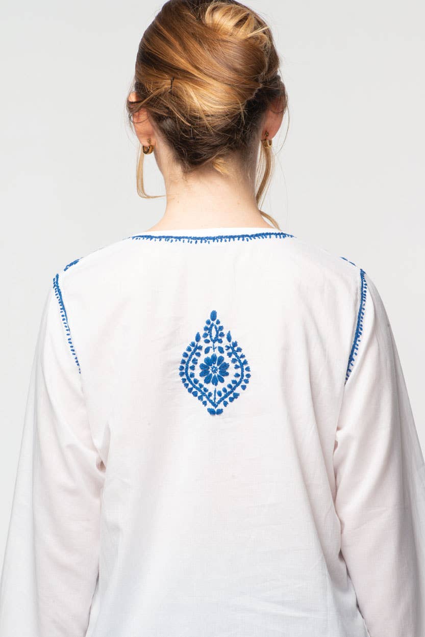 Divya Hand-Embroidered Cotton Tunic