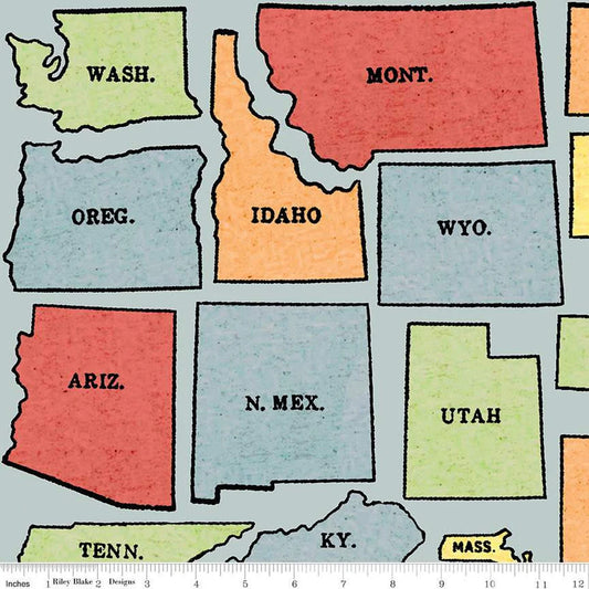 Old School Blue USA States Digitally Printed