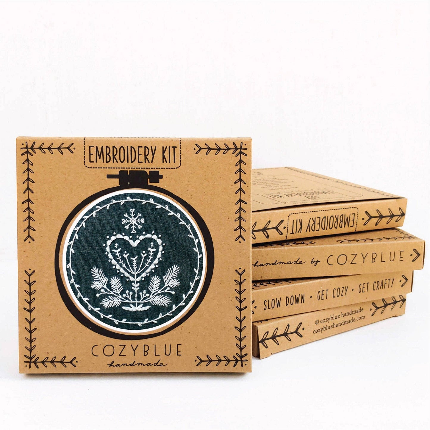 Holiday heart embroidery kit
