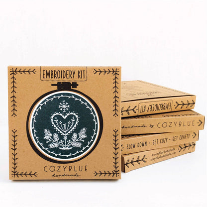 Holiday heart embroidery kit