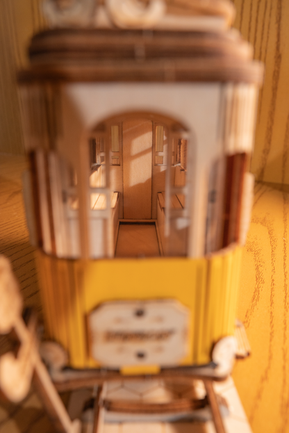 3D Laser Cut Wooden Puzzle: Tramcar