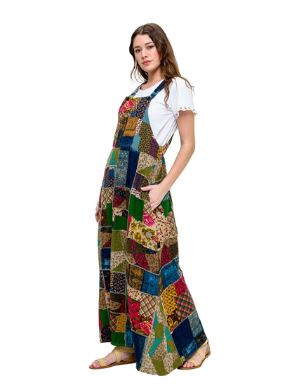 Overall Maxi Dress Patchwork Floral Vintage Inspired