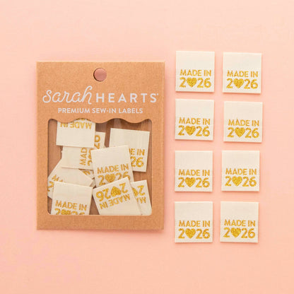Made in 2026 Gold Woven Labels - Quilt and Clothing Tags