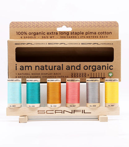 Scanfil Organic Cotton 6 Spool + Rack Set | 50/2 WT | 500 YD Fashion Mix