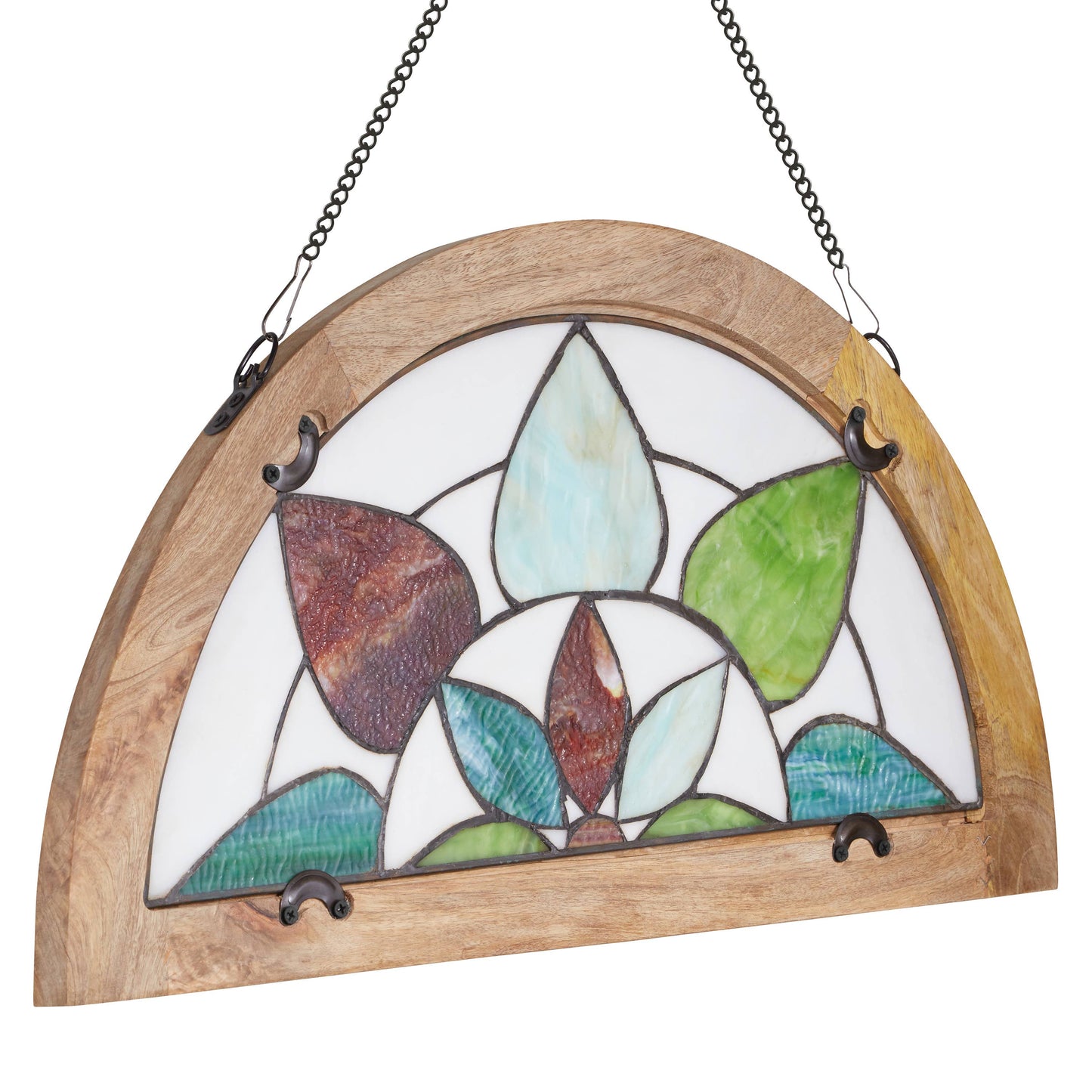 Geometric Floral Handcrafted Stained Glass Window Panel