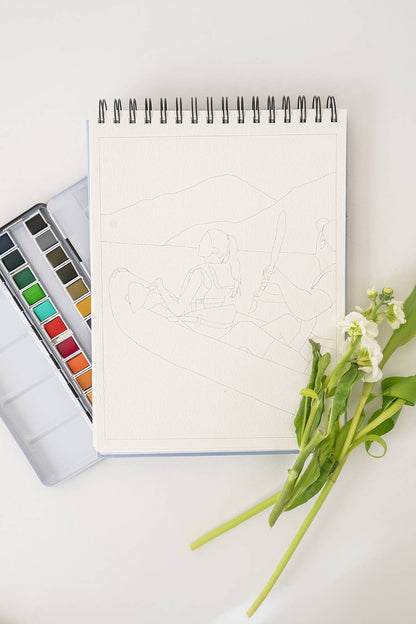 Landscape Watercoloring Book - Outlines with Video Tutorials