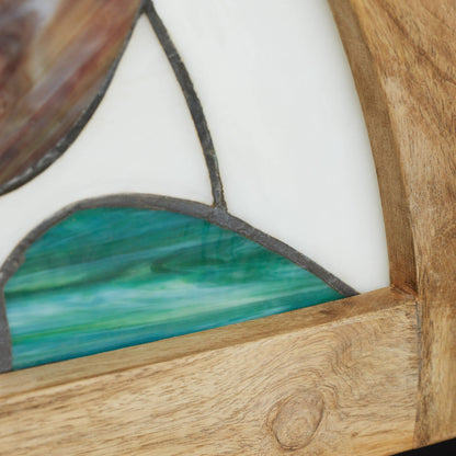 Geometric Floral Handcrafted Stained Glass Window Panel