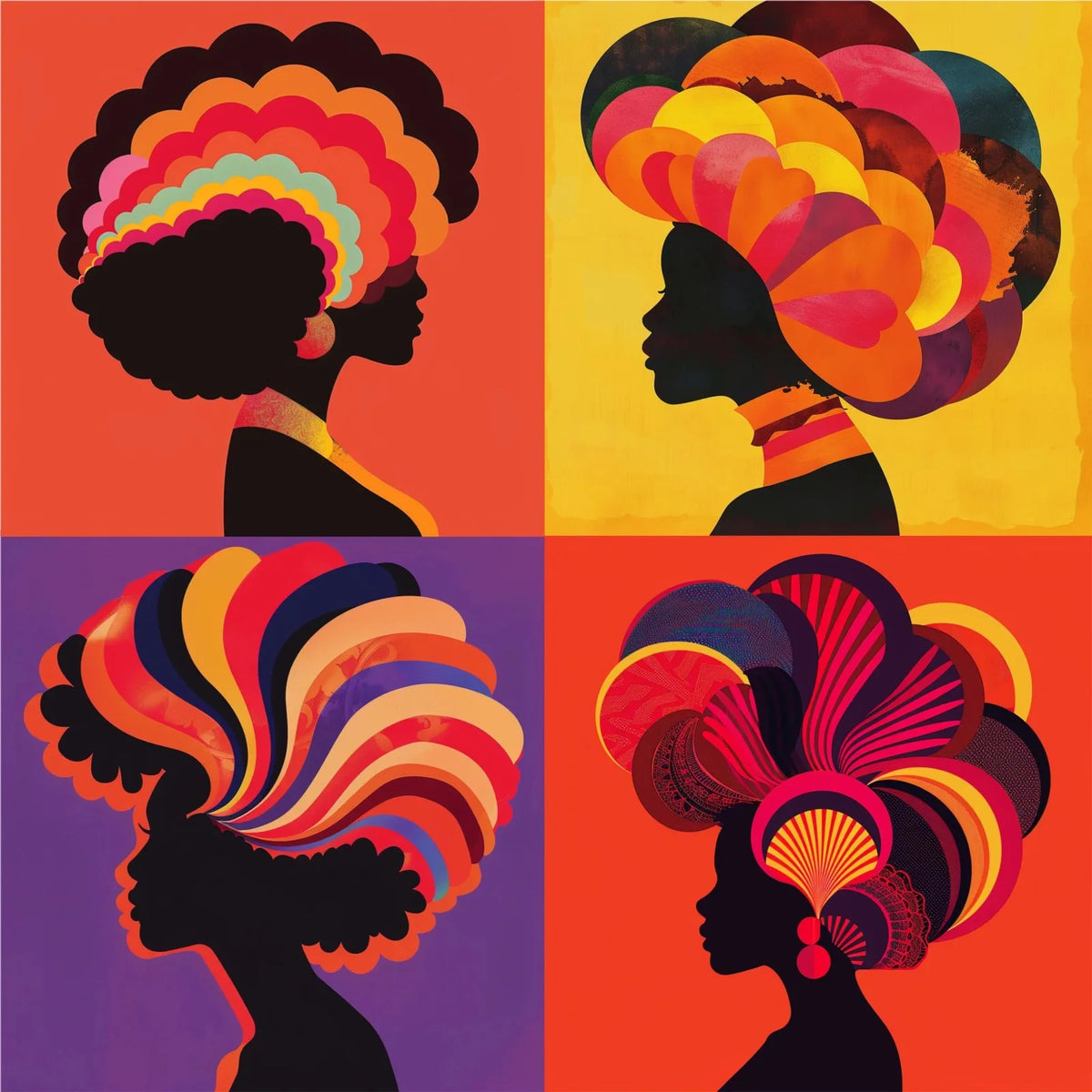 Elegant Afro Silhouette Panel