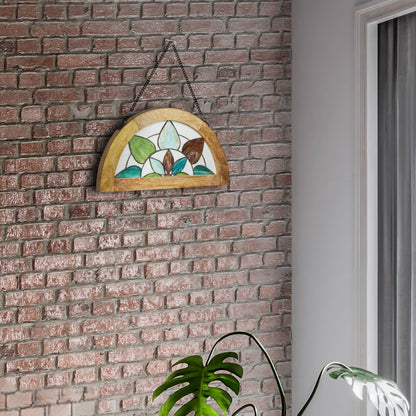 Geometric Floral Handcrafted Stained Glass Window Panel