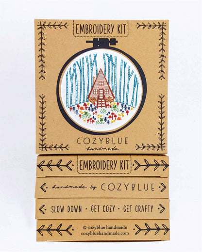 Cozy cabin embroidery kit