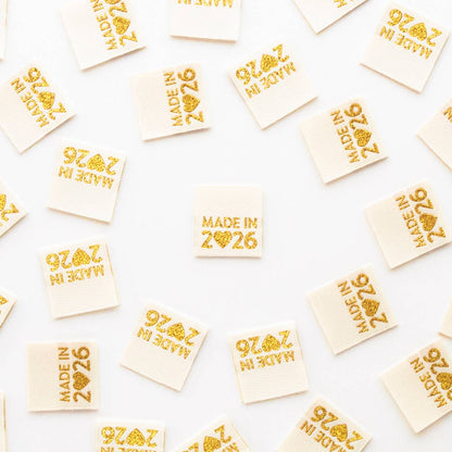 Made in 2026 Gold Woven Labels - Quilt and Clothing Tags
