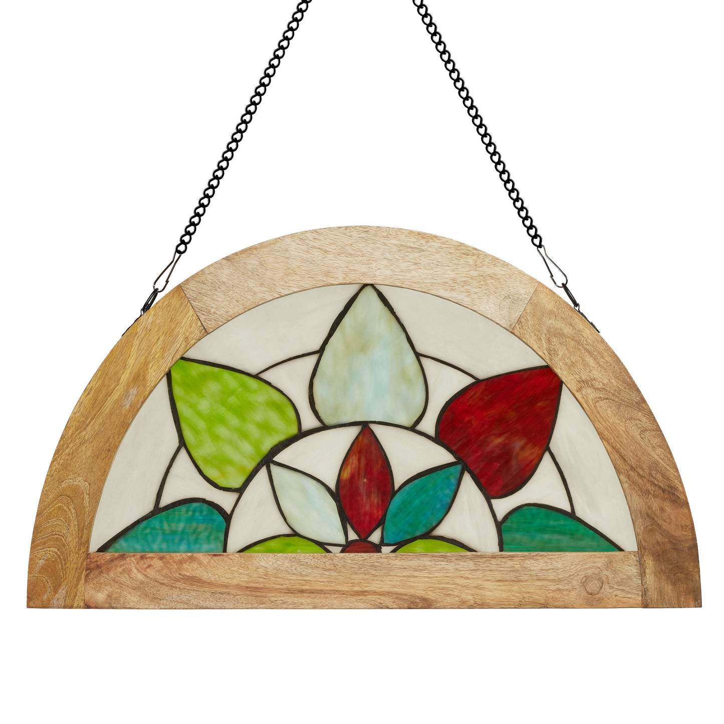 Geometric Floral Handcrafted Stained Glass Window Panel