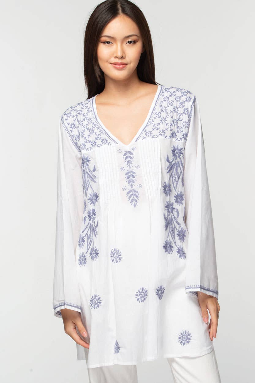 Divya Hand-Embroidered Cotton Tunic
