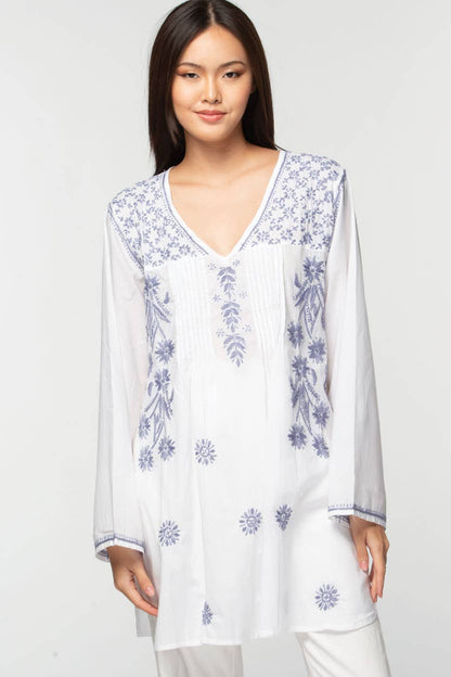 Divya Hand-Embroidered Cotton Tunic