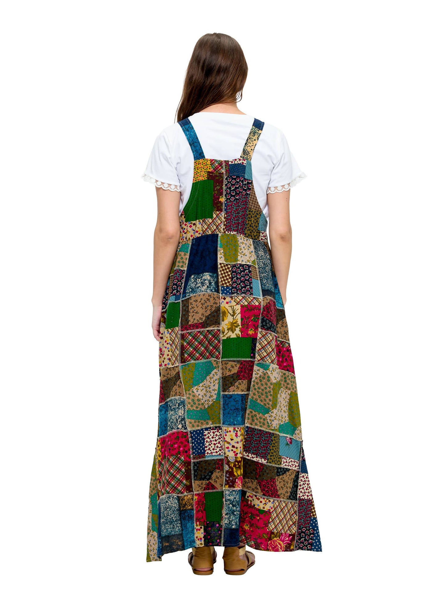 Overall Maxi Dress Patchwork Floral Vintage Inspired