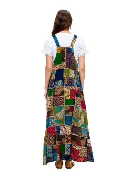 Overall Maxi Dress Patchwork Floral Vintage Inspired