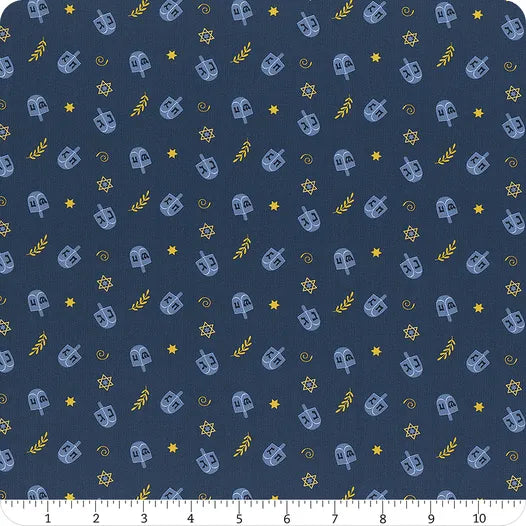 Happy Hanukkah Light Navy Dreidels